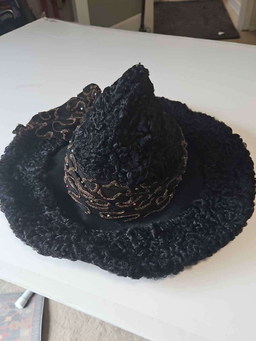 OOAK Vintage Fur Witch Hat 24in XL Boston Store Whimsigoth - Picture 7 of 10